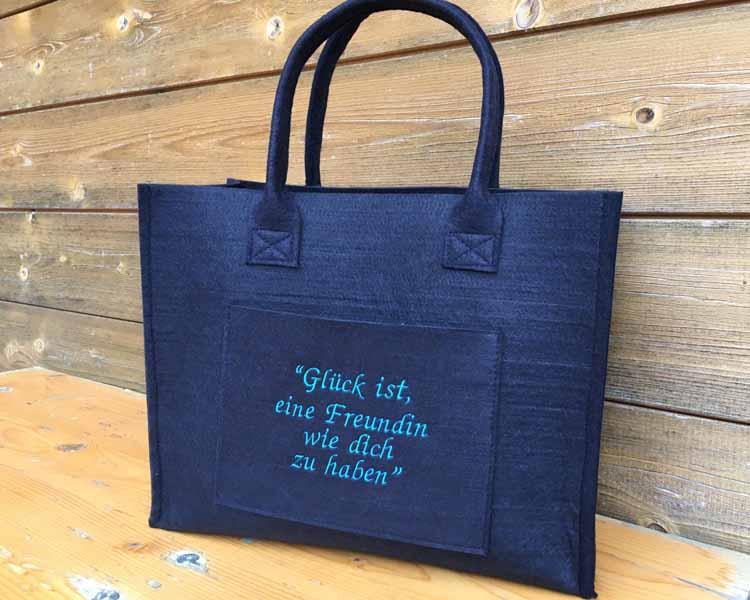 Filztasche Spruch BE LA FLO Taschen und mehr Claudia Speiser Niederndorf