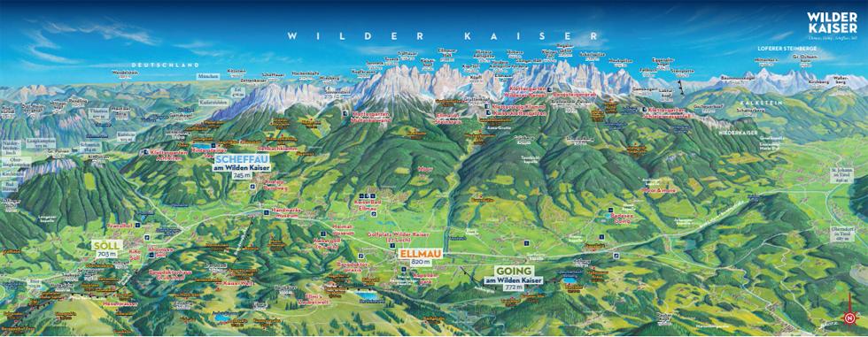 Panoramakarte Wilder Kaiser | Wandern in Tirol mit den WILDER KAISER