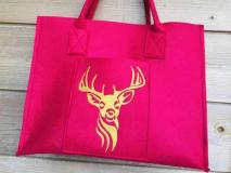 Filztasche rot mit Stickerei 'Hirsch'